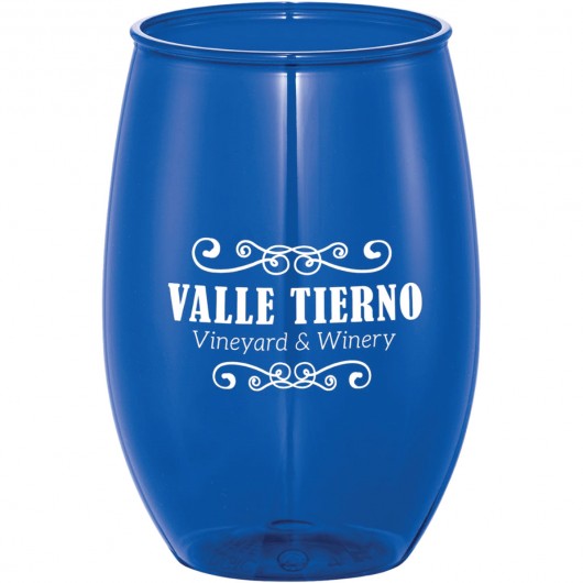 Plastic Stemless Wine Cups Blue